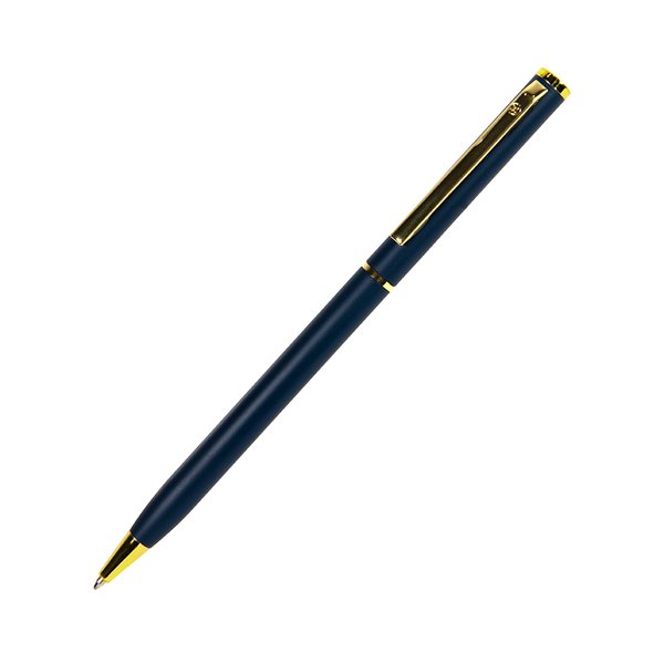 Ручка шариковая SLIM - SLIM, ручка шариковая, темно-синий/золотистый, металл