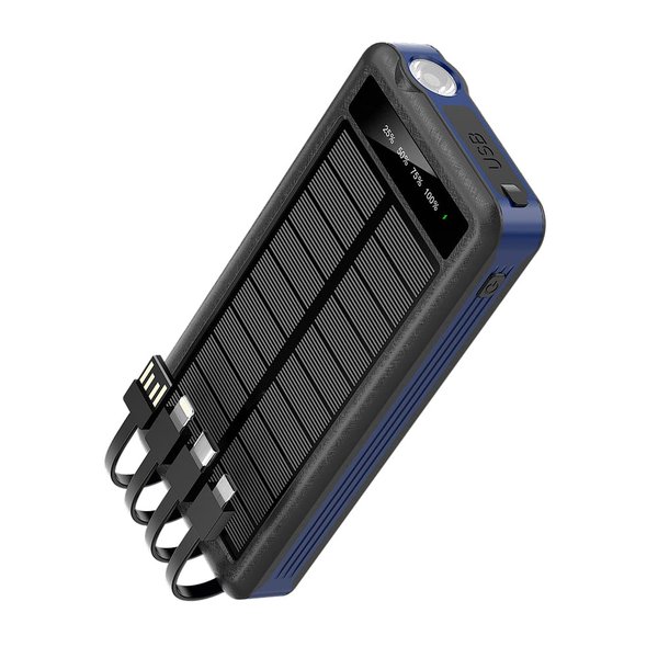 Внешний аккумулятор Xyron с солнечной панелью, 10000 mAh - Внешний аккумулятор Xyron с солнечной панелью, 10000 mAh, синий
