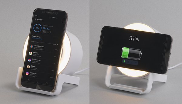 Bluetooth колонка-подставка "Smart Sound" с беспроводным (10W) зарядным устройством и лампой - Bluetooth колонка-подставка "Smart Sound" с беспроводным (10W) зарядным устройством и лампой белый