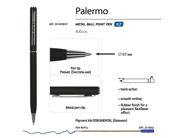 Ручка металлическая шариковая «Palermo», софт-тач - Ручка металлическая шариковая «Palermo», софт-тач