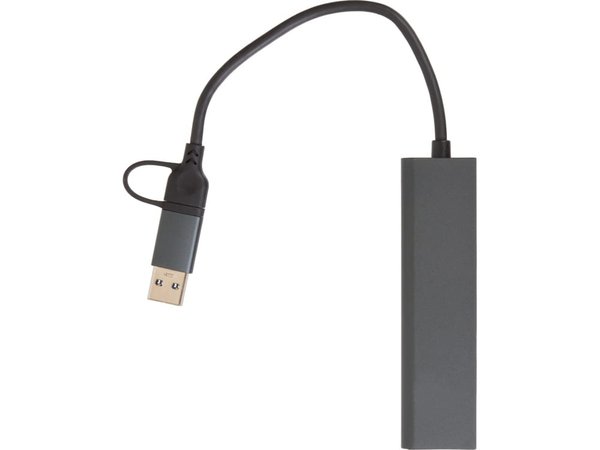 USB-хаб «Command» с коннектором 2-в-1 USB-C и USB-A, 2.0/3.0 - USB-хаб «Command» с коннектором 2-в-1 USB-C и USB-A, 2.0/3.0
