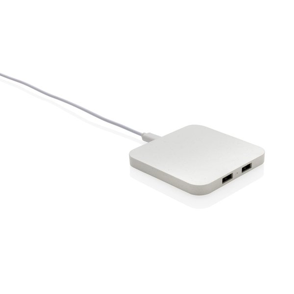 Беспроводная док-станция из переработанного пластика RCS с USB-портами, 10 Вт - Беспроводная док-станция из переработанного пластика RCS с USB-портами, 10 Вт