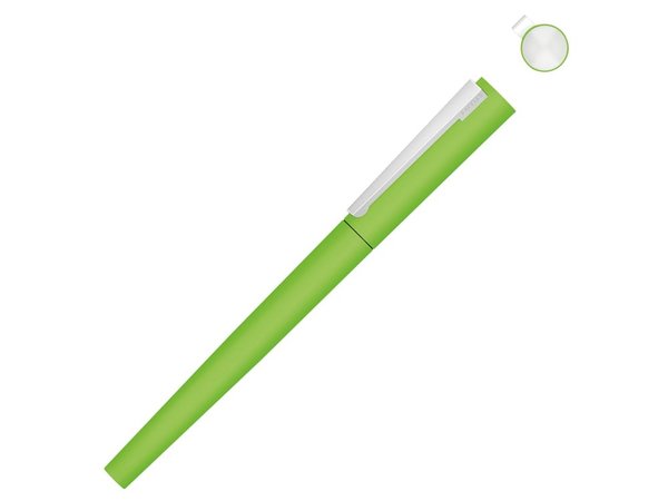 Ручка металлическая роллер «Brush R GUM» soft-touch с зеркальной гравировкой - Ручка металлическая роллер «Brush R GUM» soft-touch с зеркальной гравировкой