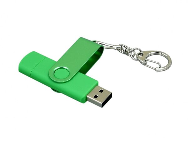 USB 2.0- флешка на 16 Гб с поворотным механизмом и дополнительным разъемом Micro USB - USB 2.0- флешка на 16 Гб с поворотным механизмом и дополнительным разъемом Micro USB