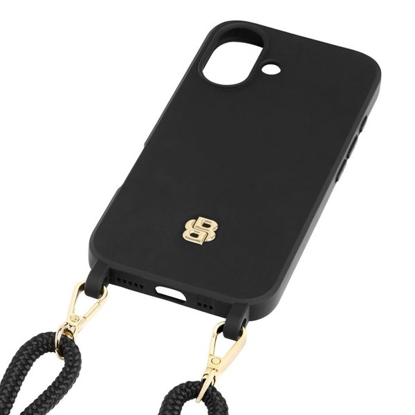 Чехол для iPhone 16 Double B черный с золотом - Чехол для iPhone 16 Double B черный с золотом