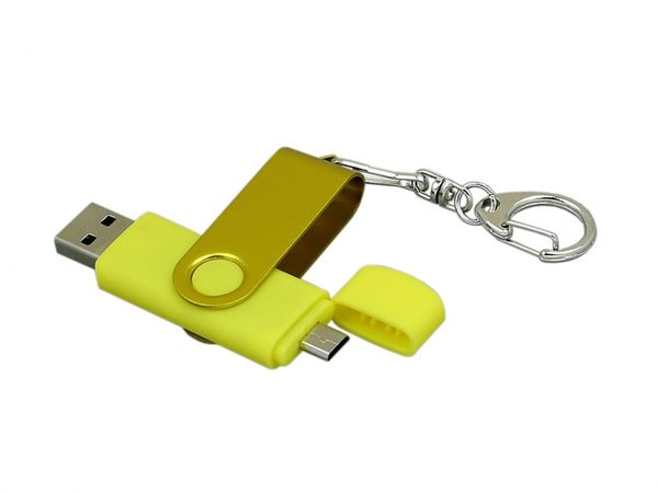 USB 2.0- флешка на 16 Гб с поворотным механизмом и дополнительным разъемом Micro USB - USB 2.0- флешка на 16 Гб с поворотным механизмом и дополнительным разъемом Micro USB