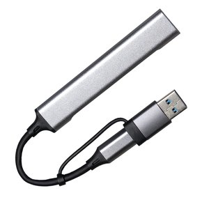 usb-хаб branch 4 в 1, серый, алюминий