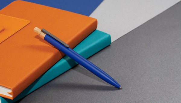 Ручка шариковая "Matt" с кнопкой из бамбука - Ручка шариковая "Matt" с кнопкой из бамбука синий