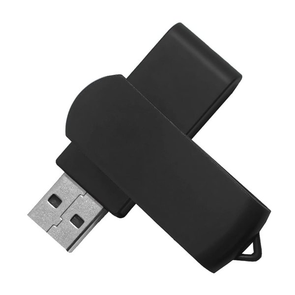 USB flash-карта SWING (8Гб), белый, 6,0х1,8х1,1 см, пластик - USB flash-карта SWING (8Гб), черный, 6,0х1,8х1,1 см, пластик