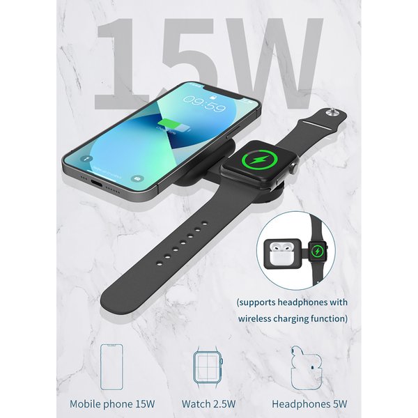 Складная беспроводная (15W) зарядная станция "I-Fold" для смартфона, часов/наушников - Складная беспроводная (15W) зарядная станция "I-Fold" для смартфона, часов/наушников черный
