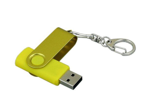 USB 3.0- флешка промо на 128 Гб с поворотным механизмом и однотонным металлическим клипом - USB 3.0- флешка промо на 128 Гб с поворотным механизмом и однотонным металлическим клипом