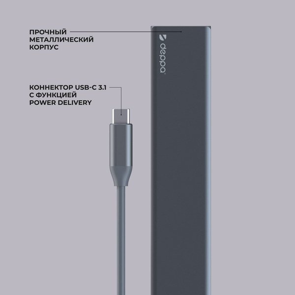 USB Type-C хаб 7-в-1, HDMI, Power Delivery, 2xUSB 3.0, RJ45, microSD/SD - USB Type-C хаб 7-в-1, HDMI, Power Delivery, 2xUSB 3.0, RJ45, microSD/SD
