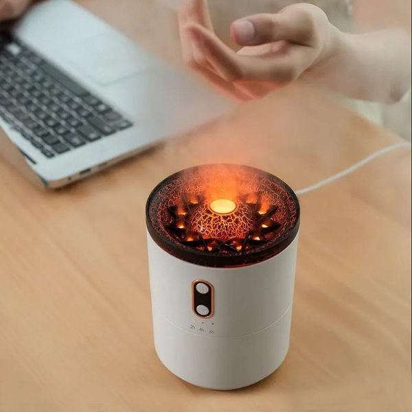 Светодиодный USB увлажнитель Volcano, белый - Светодиодный USB увлажнитель Volcano, белый