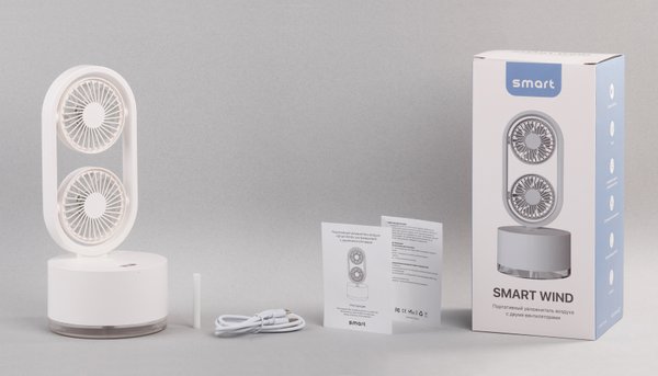 Портативный увлажнитель воздуха "Smart Wind" с двумя вентиляторами - Портативный увлажнитель воздуха "Smart Wind" с двумя вентиляторами белый