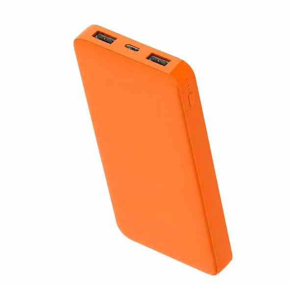Внешний аккумулятор Polus, 10000 Mah, софт-тач покрытие - Внешний аккумулятор Polus, 10000 Mah, софт-тач покрытие, оранжевый