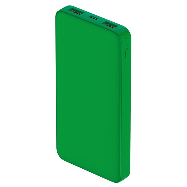 Внешний аккумулятор Polus, 10000 Mah, софт-тач покрытие - Внешний аккумулятор Polus, 10000 Mah, софт-тач покрытие, зеленый