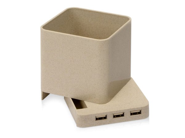 Настольный органайзер Cubic с функциями USB-хаба и беспроводной зарядки - Настольный органайзер Cubic с функциями USB-хаба и беспроводной зарядки