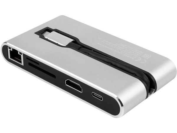Хаб 8-в-1 Type-C «Hermes», USB 3.0 x 3, Type-C PD, HDMI, LAN, картридер - Хаб 8-в-1 Type-C «Hermes», USB 3.0 x 3, Type-C PD, HDMI, LAN, картридер