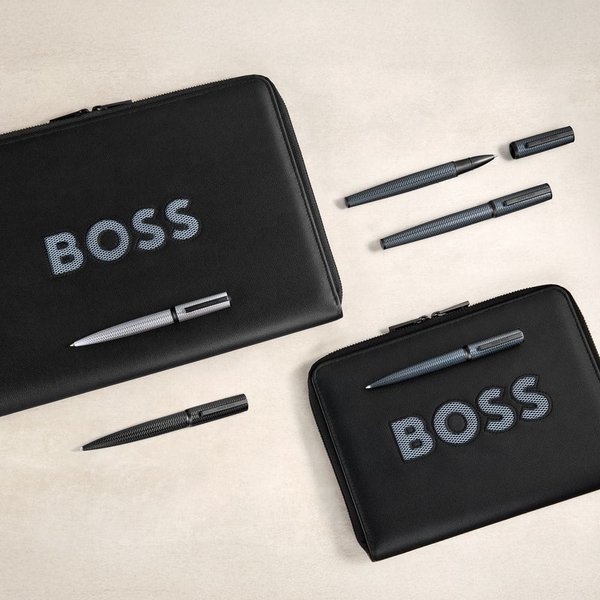 Папка для конференций на молнии A4 Boss Cut Out черная и серая - Папка для конференций на молнии A4 Boss Cut Out черная и серая