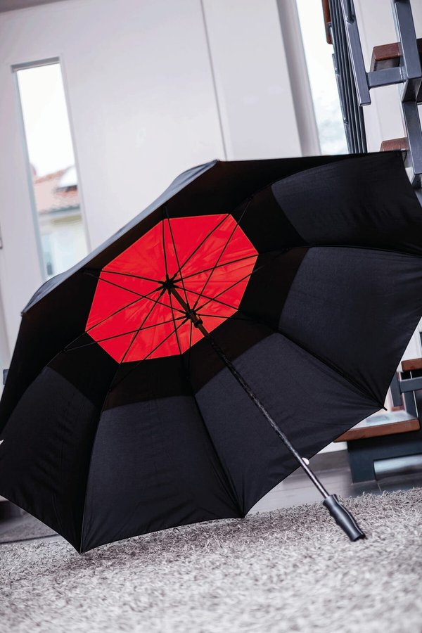 Зонт из стекловолокна MONSUN, черный, красный - Зонт из стекловолокна MONSUN, черный, красный