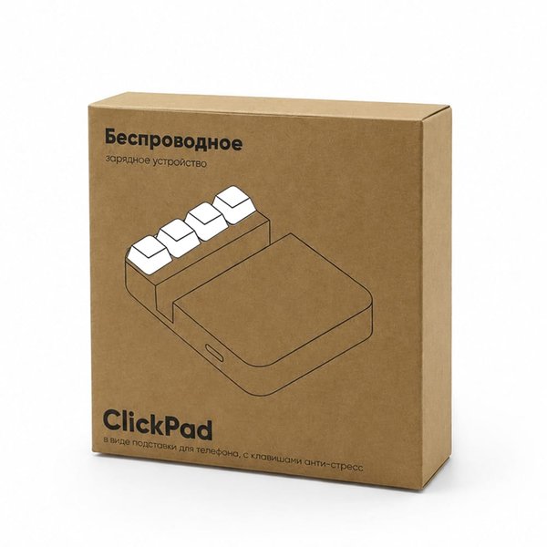 Беспроводное зарядное устройство ClickPad (10W) в виде подставки для телефона, с клавишами анти-стресс - Беспроводное зарядное устройство ClickPad (10W) в виде подставки для телефона, с клавишами анти-стресс, белый