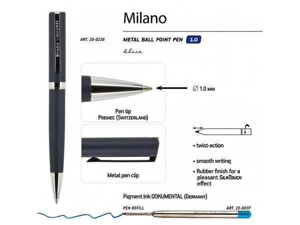 Ручка металлическая шариковая «Milano» - Ручка металлическая шариковая «Milano»
