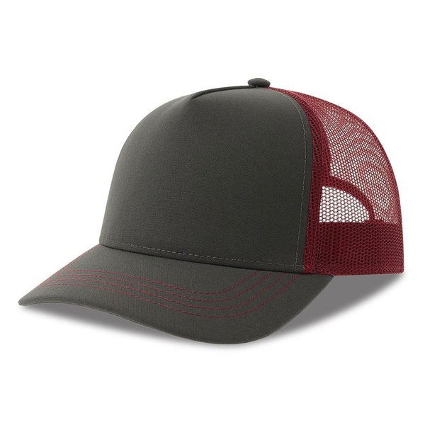 Бейсболка RAPPER CANVAS-S, 5 клиньев, пластиковая застёжка - Бейсболка "RAPPER CANVAS-S", 5 клиньев, т.сер./бордо, пласт.заст., 100% перераб. полиэстер, 270 г/м2