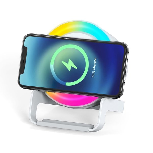 Беспроводная Bluetooth колонка U-Tone - Беспроводная Bluetooth колонка U-Tone RGB c функцией беспроводной зарядки 15W, белый