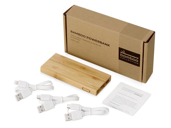 Внешний аккумулятор из бамбука «Bamboo», 5000 mAh - Внешний аккумулятор из бамбука «Bamboo», 5000 mAh