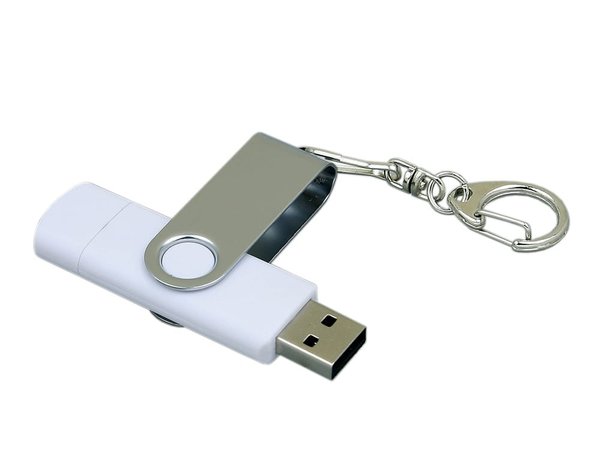 USB 2.0- флешка на 16 Гб с поворотным механизмом и дополнительным разъемом Micro USB - USB 2.0- флешка на 16 Гб с поворотным механизмом и дополнительным разъемом Micro USB