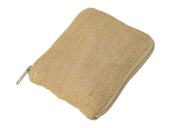 Складная сумка Jute из хлопка и джута с карманом - Складная сумка Jute из хлопка и джута с карманом