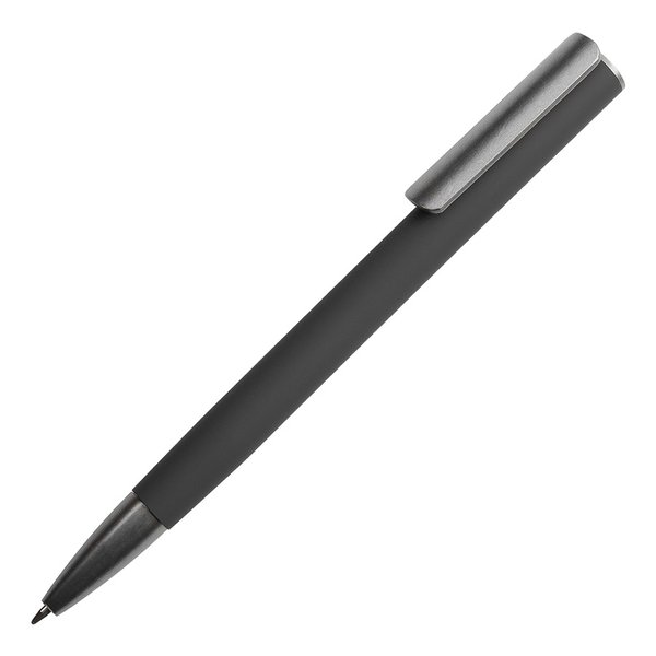 Ручка шариковая ELEGANCE с покрытием soft touch - Ручка шариковая ELEGANCE с покрытием soft touch, черный/темно-серый, металл, пластик
