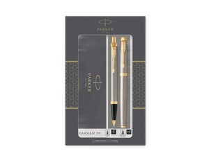 набор parker «im core brushed metal gt»: ручка шариковая, ручка роллер