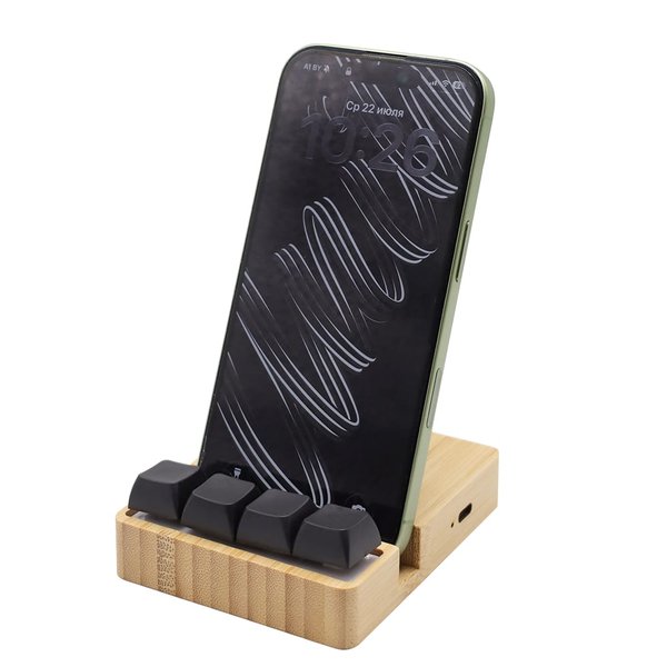 Беспроводное зарядное устройство ClickPad (10W) в виде подставки для телефона, с клавишами анти-стресс - Беспроводное зарядное устройство ClickPad (10W) в виде подставки для телефона, с клавишами анти-стресс, черный