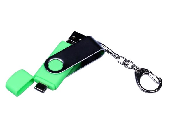 USB 2.0/micro USB/Type-C- флешка на 32 Гб c поворотным механизмом - USB 2.0/micro USB/Type-C- флешка на 32 Гб c поворотным механизмом