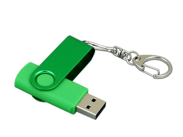 USB 2.0- флешка промо на 64 Гб с поворотным механизмом и однотонным металлическим клипом - USB 2.0- флешка промо на 64 Гб с поворотным механизмом и однотонным металлическим клипом
