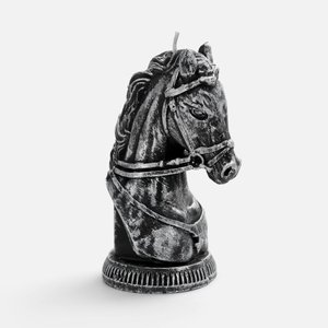свеча фигурная «бюст лошади», серебристая
