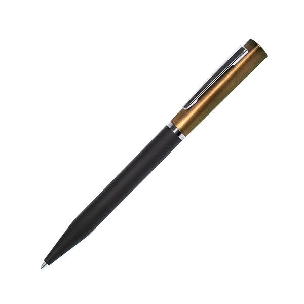 Ручка шариковая M1, пластик, металл, покрытие soft touch - M1, ручка шариковая, черный/золотистый, пластик, металл, софт-покрытие