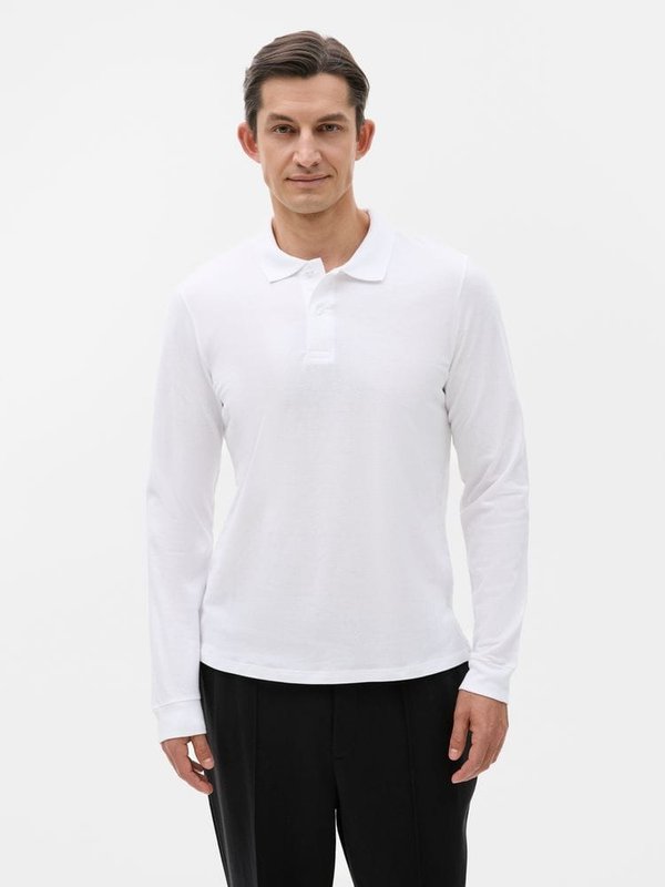 Рубашка поло мужская с длинным рукавом Perfect LSL Men, белая