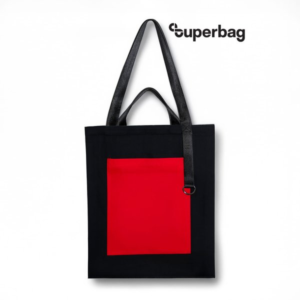 Шоппер Superbag Big Pocket, с карманом на молнии - Шоппер Superbag Big Pocket, с карманом на молнии (черный с красным)