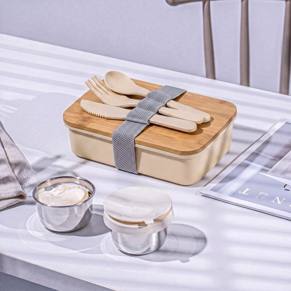 Ланч-бокс «Lunch» из пшеничного волокна с бамбуковой крышкой - Ланч-бокс «Lunch» из пшеничного волокна с бамбуковой крышкой