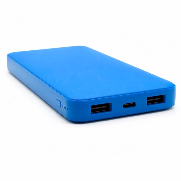 Внешний аккумулятор Polus, 10000 Mah, софт-тач покрытие - Внешний аккумулятор Polus, 10000 Mah, софт-тач покрытие, светло синий