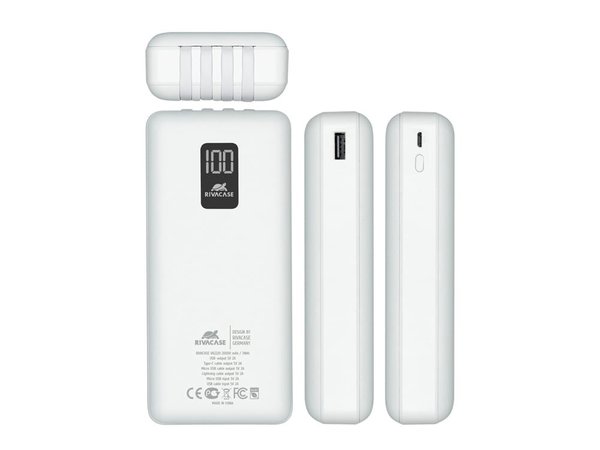 Внешний аккумулятор с дисплеем и встроенными кабелями VA2220, 20000 mAh - Внешний аккумулятор с дисплеем и встроенными кабелями VA2220, 20000 mAh