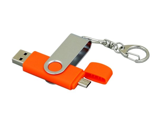 USB 2.0- флешка на 32 Гб с поворотным механизмом и дополнительным разъемом Micro USB - USB 2.0- флешка на 32 Гб с поворотным механизмом и дополнительным разъемом Micro USB