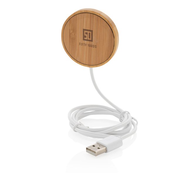 Магнитное устройство для беспроводной зарядки Bamboo, 10 Вт - Магнитное устройство для беспроводной зарядки Bamboo, 10 Вт