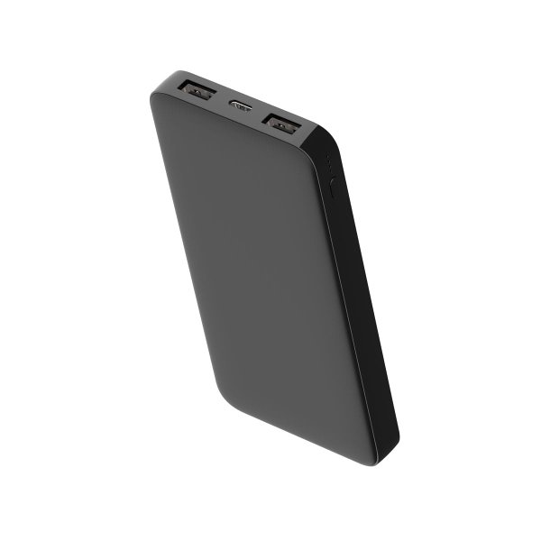 Внешний аккумулятор Polus, 10000 Mah, софт-тач покрытие - Внешний аккумулятор Polus, 10000 Mah, софт-тач покрытие, черный