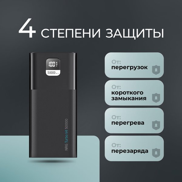 Внешний АКБ NRG Turbo V4 50000 мА-ч, дисплей - Внешний АКБ NRG Turbo V4 50000 мА-ч, дисплей