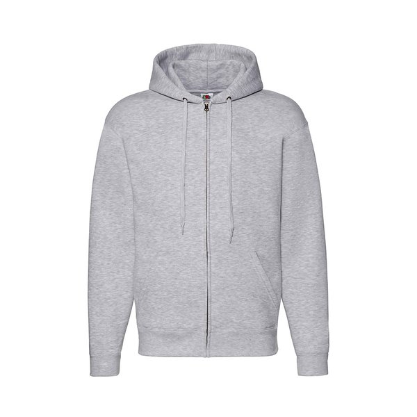 Толстовка с начесом PREMIUM HOODED SWEAT JACKET 280 - Толстовка мужская "PREMIUM HOODED SWEAT JACKET", серый меланж_2XL, 70% х/б, 30% п/э, 260 г/м2