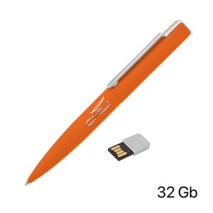 ручка шариковая "callisto" с флеш-картой 32gb, покрытие soft touch
