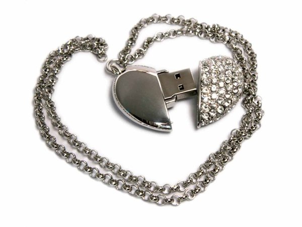 USB 2.0- флешка на 16 Гб «Сердце» с кристаллами - USB 2.0- флешка на 16 Гб «Сердце» с кристаллами
